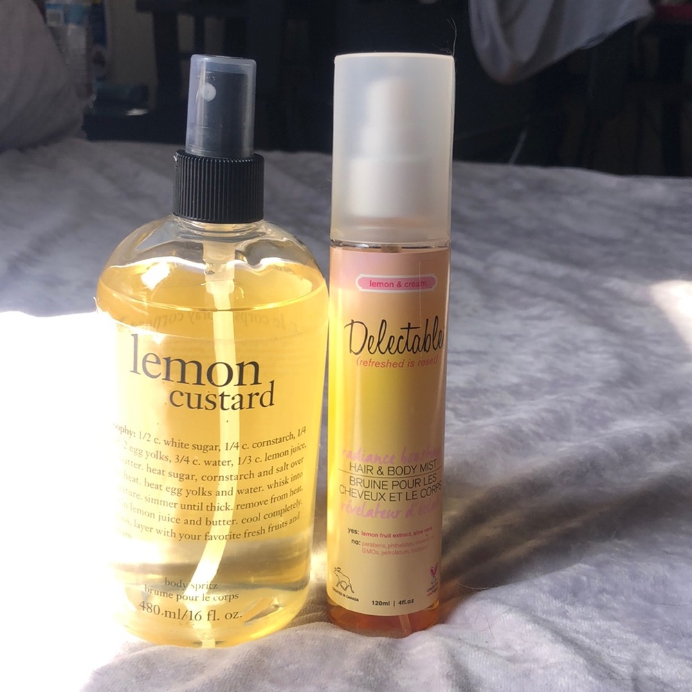 Philosophy Lemon Custard body spritz+Delectable lemon cream hair and body mist.